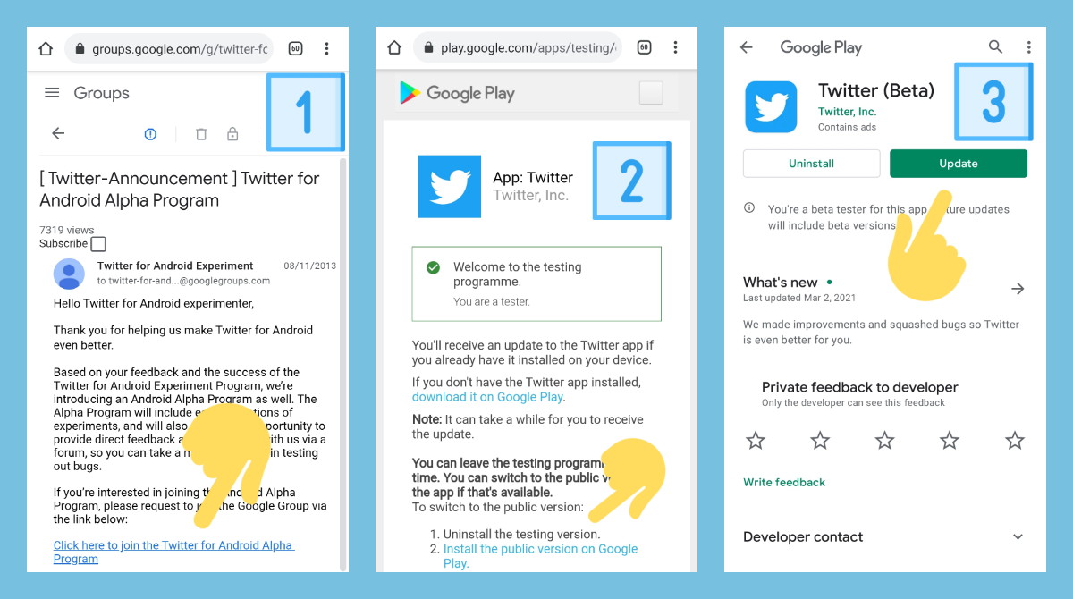 How to become an alpha&beta tester for Twitter on Android