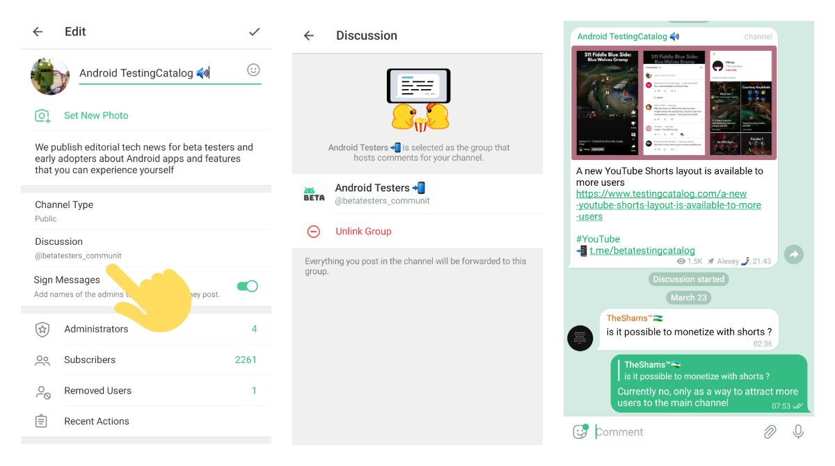 How to enable comments in Telegram channel