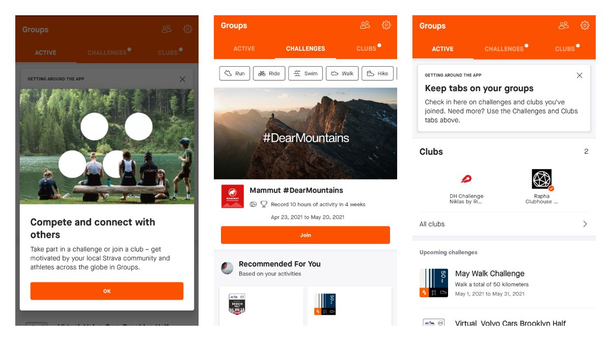 A new Strava Groups UI on Android