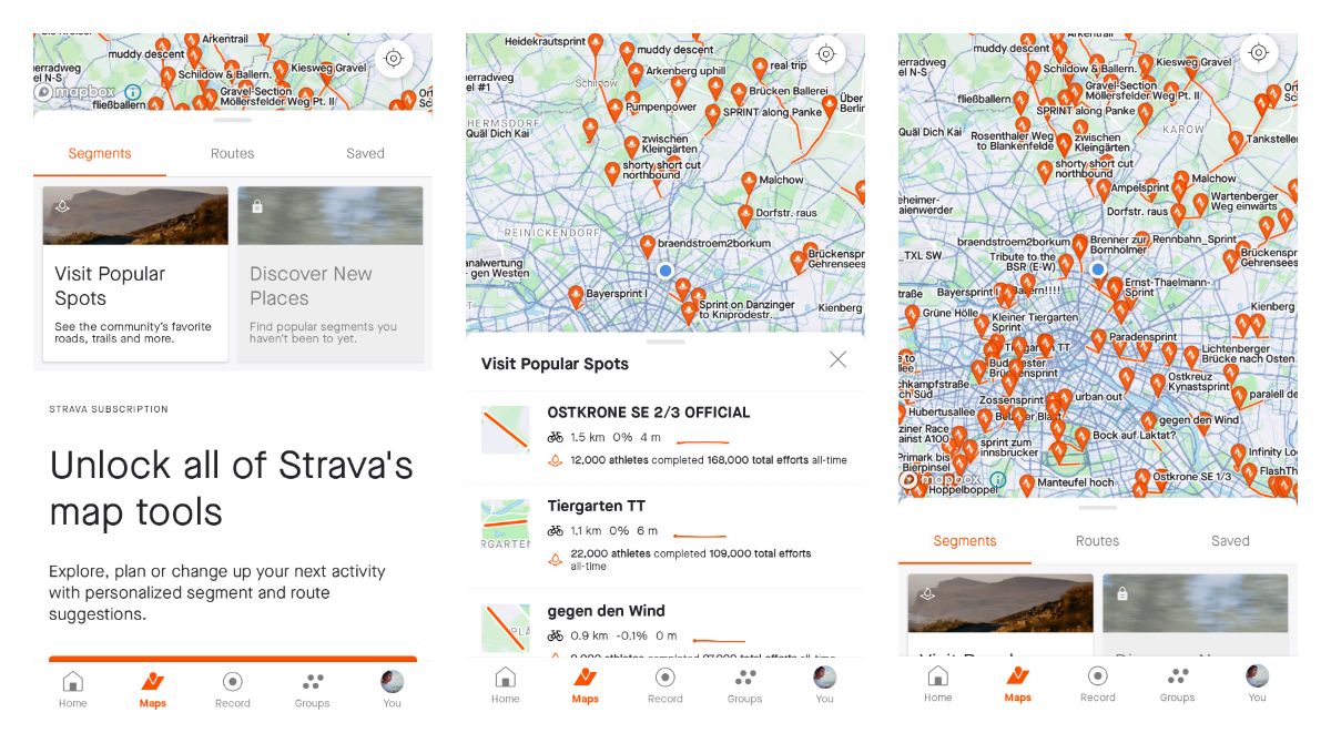 Exploring personalised segments on Strava for Android