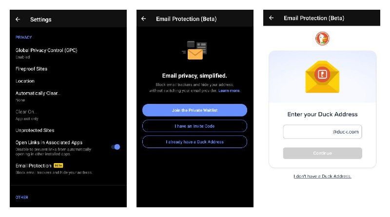 💌 Email Protection functionality will be able to hide your real email from email trackers. There you will need to get a @duck.com email address and
