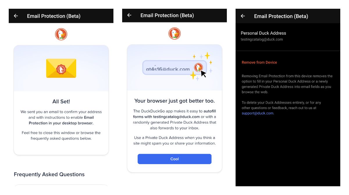 DuckDuckGo email protection beta setup