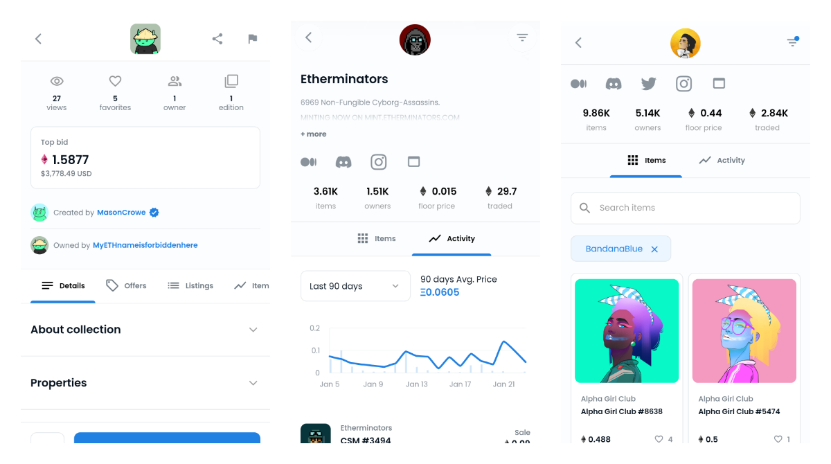 Opensea got NFT page redesign and the ability to search by properties on  Android