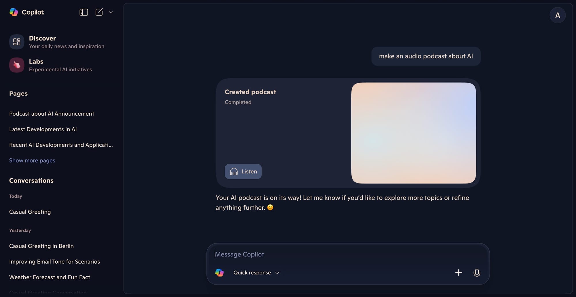 Microsoft Copilot Interface