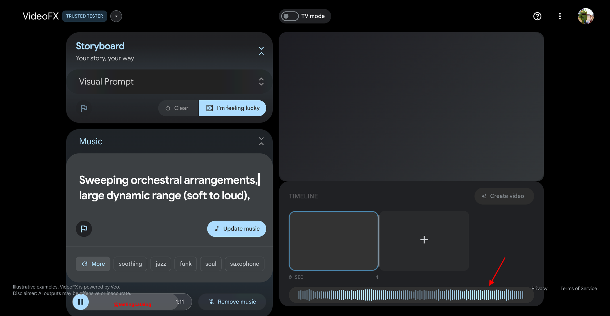 Old version of Storyboard in VideoFX