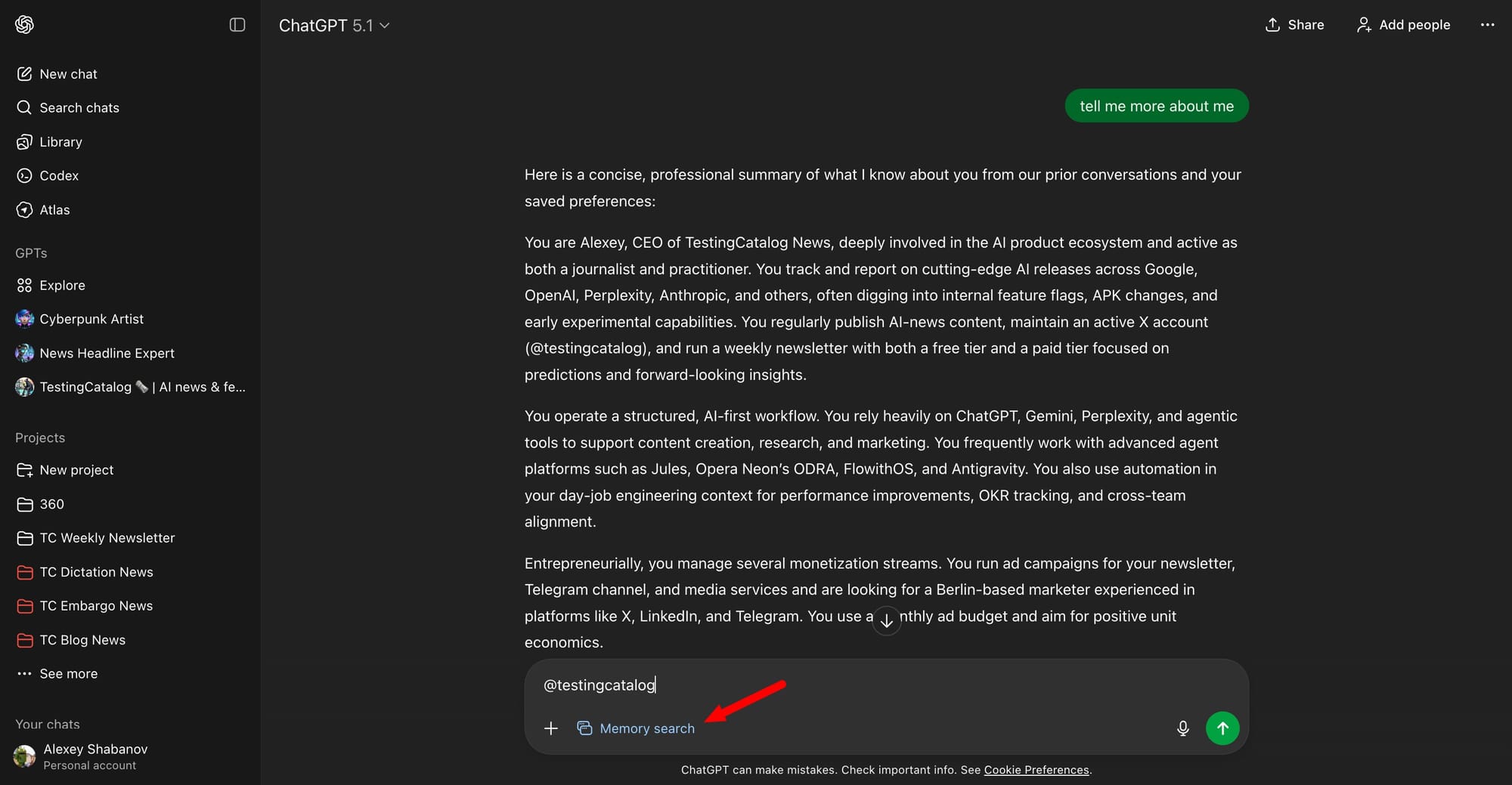 OpenAI tests Memory Search as GPT-5.2 launch rumors grow