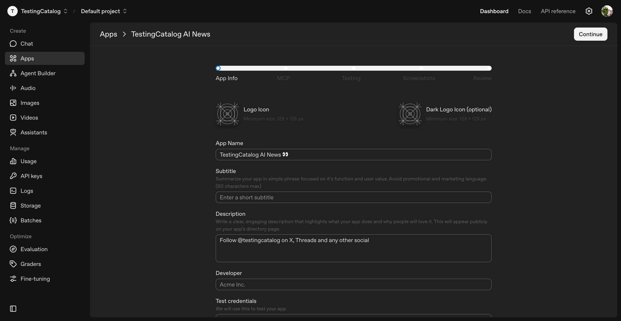 Early look at upcoming App submission flow for ChatGPT