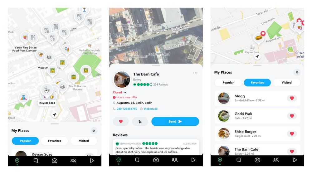 Snapchat added My Places for you to add them into favourites and see