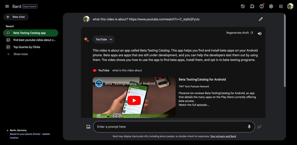Google Bard מקבל יכולות משופרות של שאלות ותשובות עבור סרטוני YouTube