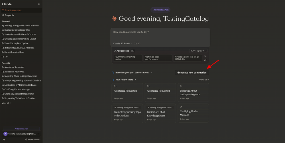 סיכומי שיחות של קלוד AI מופיעים בבדיקה