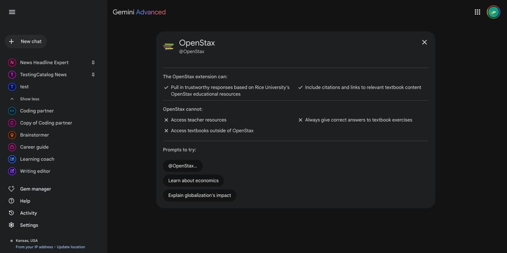 גוגל משיקה את OpenStax Extension for Gemini
