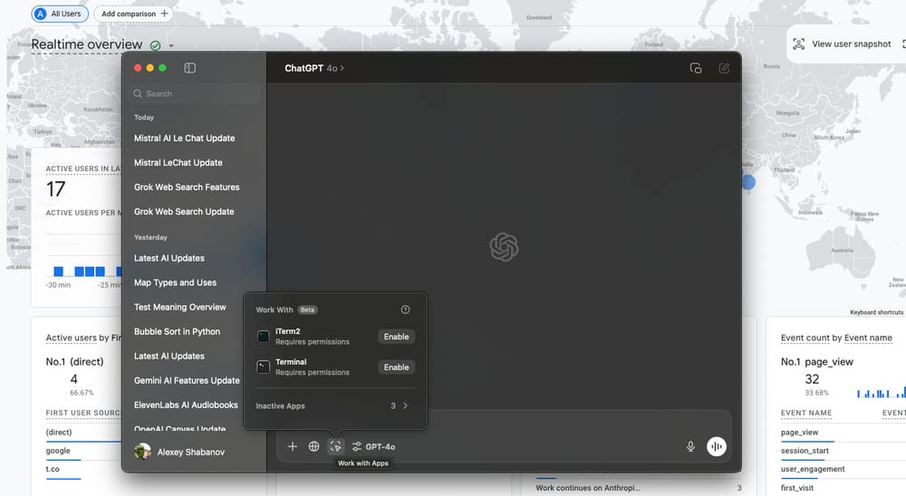 ChatGPT מציגה בטא 'עבודה עם אפליקציות' עבור משתמשי macOS