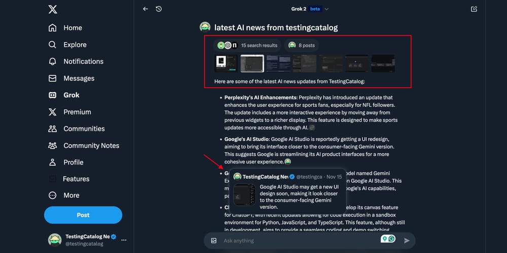 תמונות מעשירות את החיפוש של גרוק בעדכון עמוס עם חמישה שינויים נוספים
