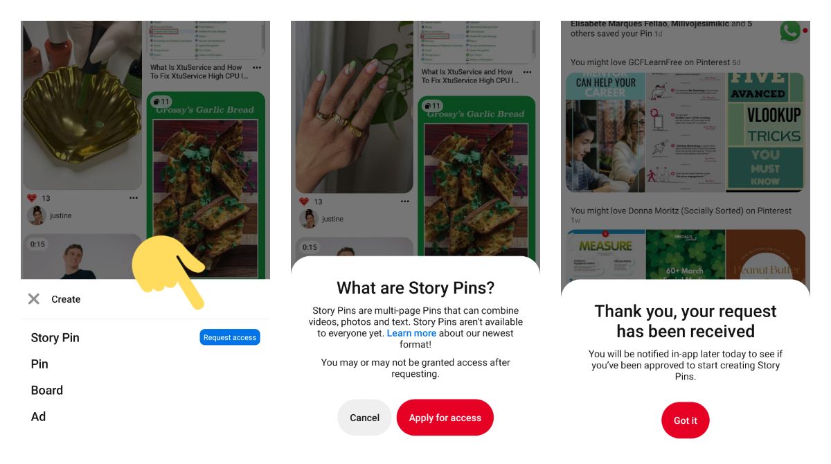 Pinterest allows users to request early access to its Story Pins feature in Germany