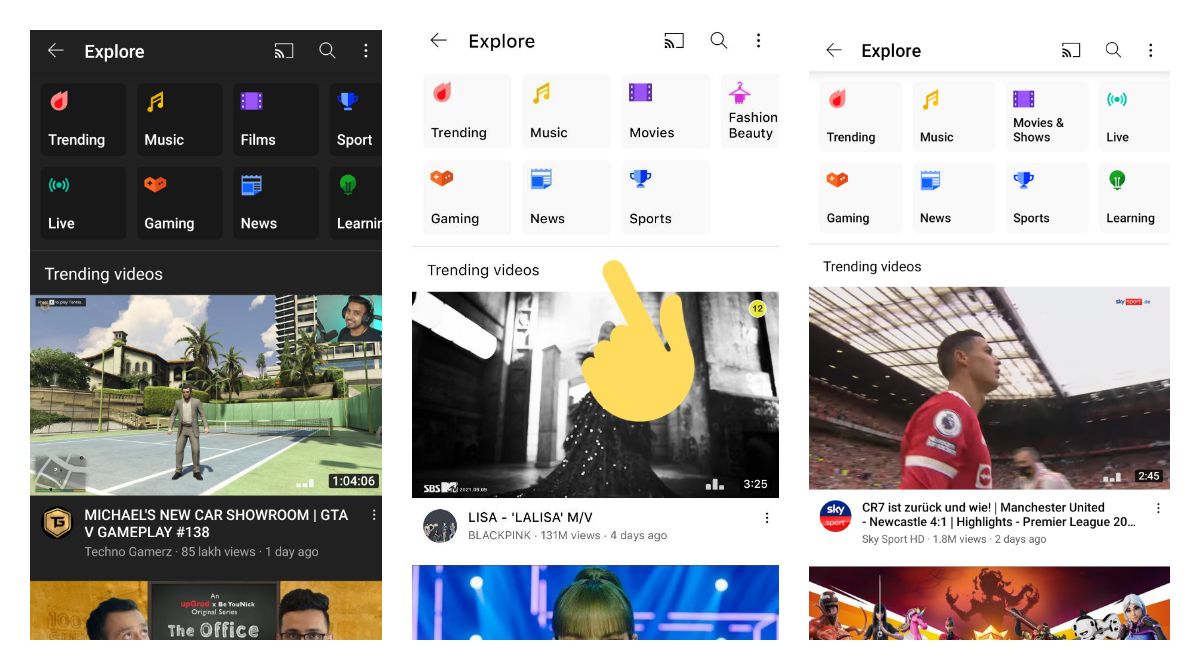 YouTube is rolling out new explore tiles to more users on Android