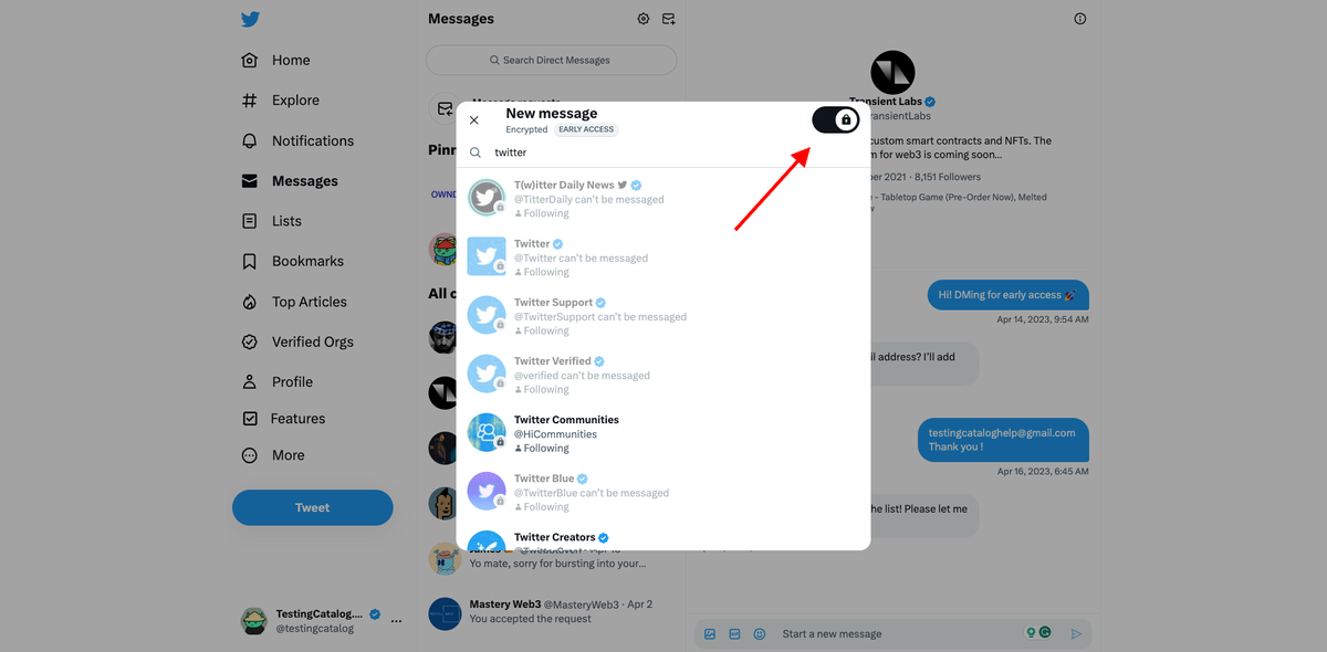 Twitter rolled out encrypted messages for verified users in early access on the web