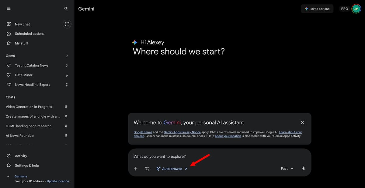 Google tests Gemini Auto Browse tool for Chrome users (1 minute read)