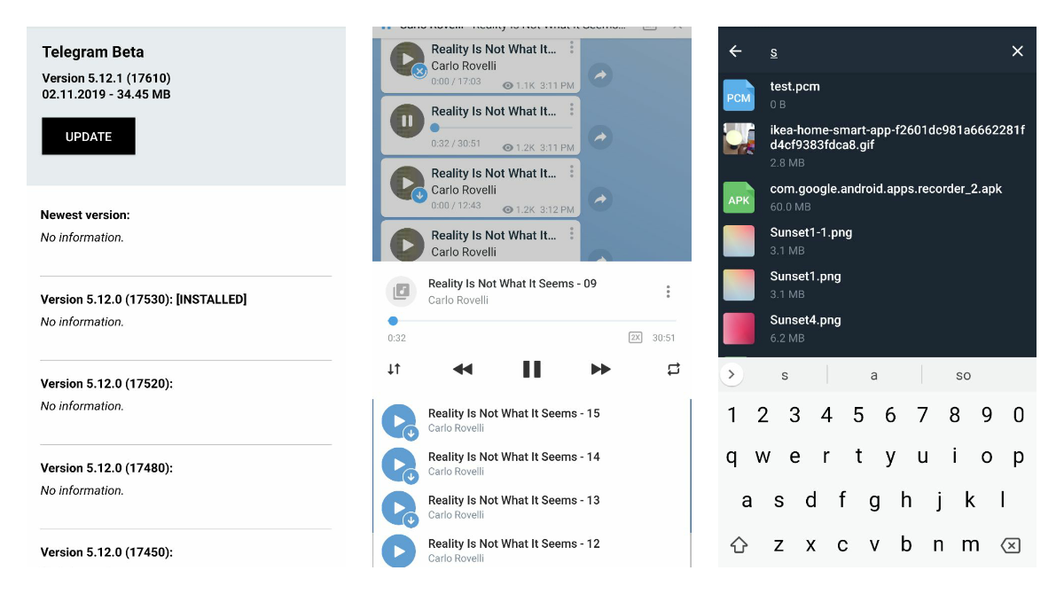 Telegram got an improved audiobooks and podcasts player, media search in the share tab and more