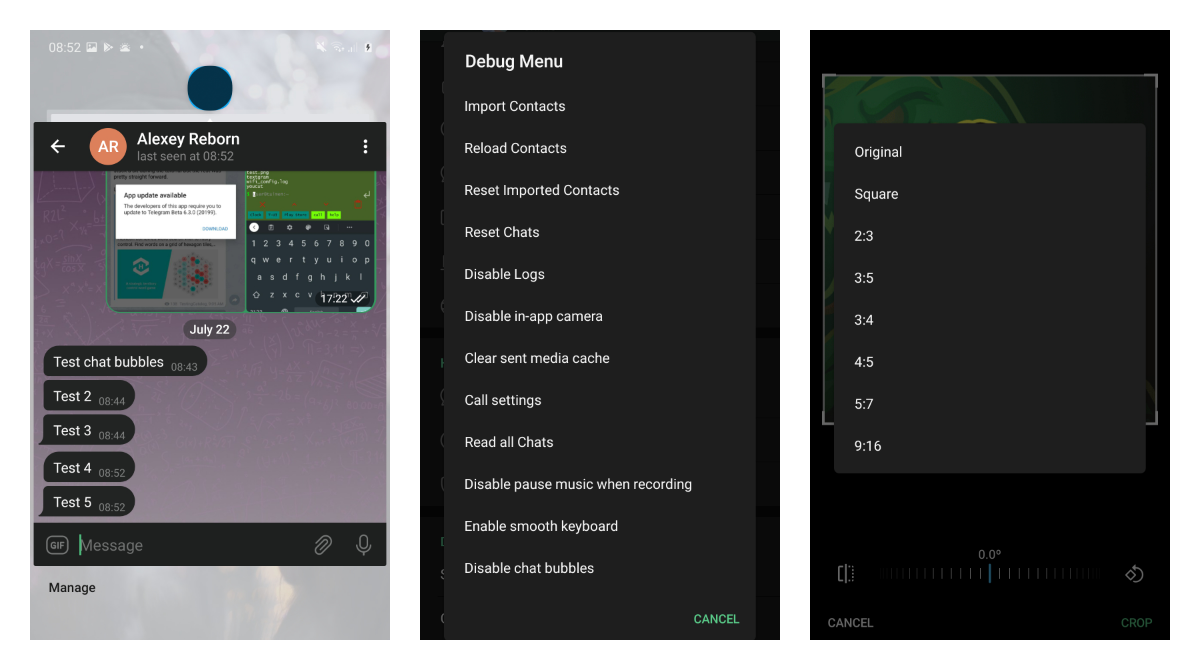 How to access debug menu in Telegram beta and enable chat bubbles