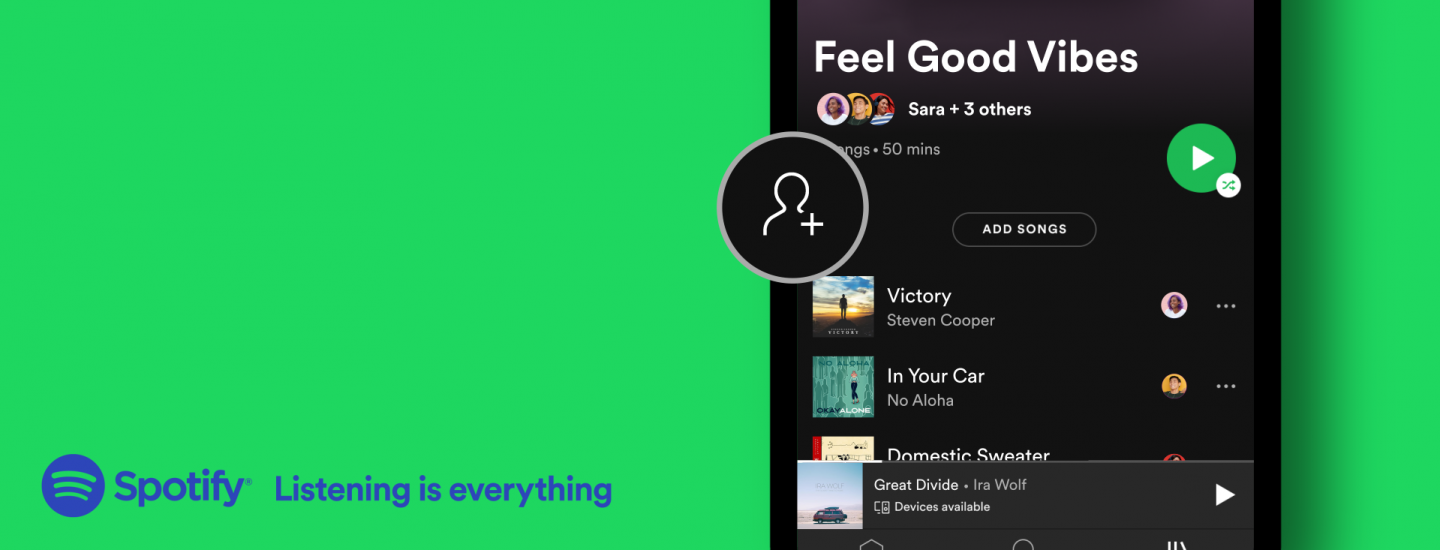 Spotify pushes collaborative playlists to more users and makes it easier to share them