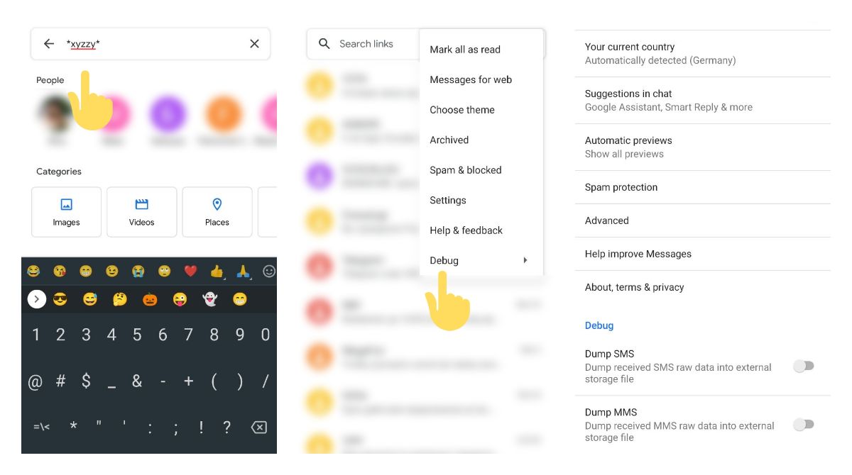How to enable Debug menu in Google Messages for Android