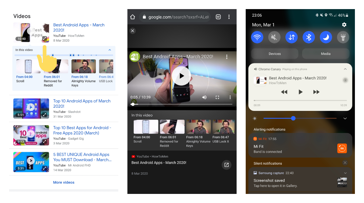 Chrome Browser for Android now opens YouTube search results in an overlay