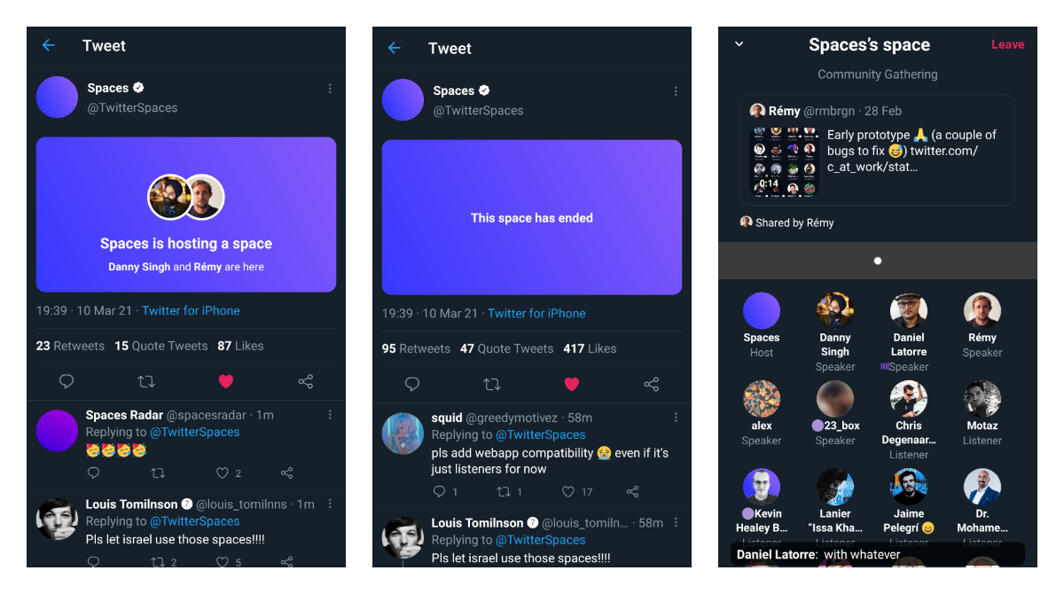 Twitter Spaces got new clickable cards along with a layout that can show shared tweets