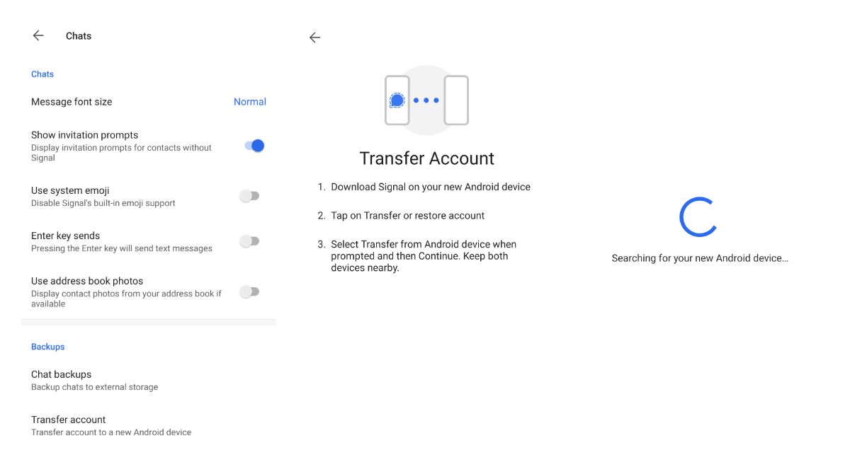 How to transfer Signal messages to a new phone without internet