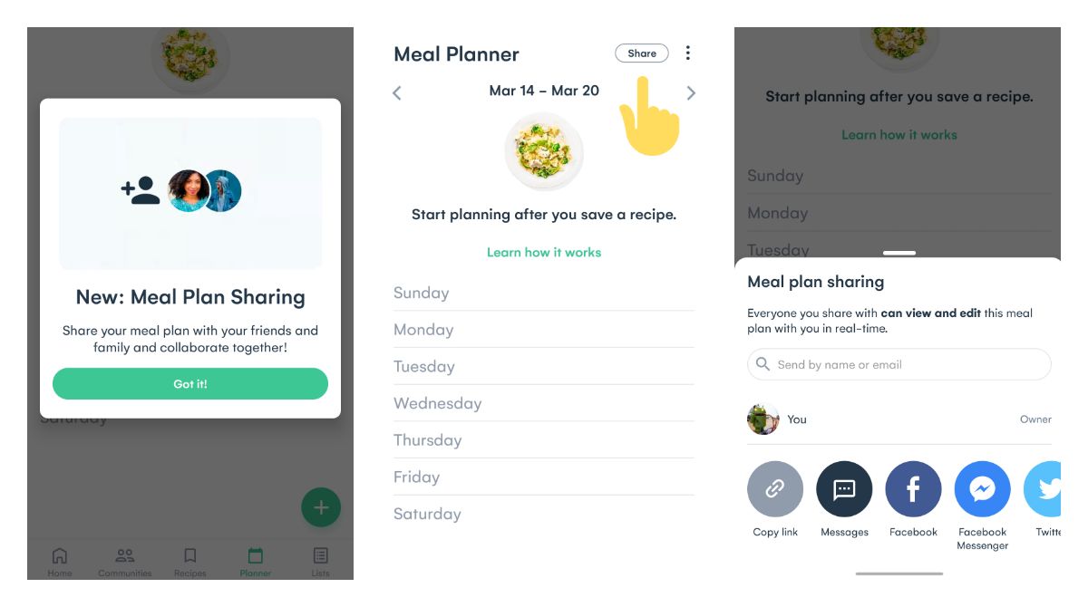 Whisk app introduced meal plan sharing on Android beta
