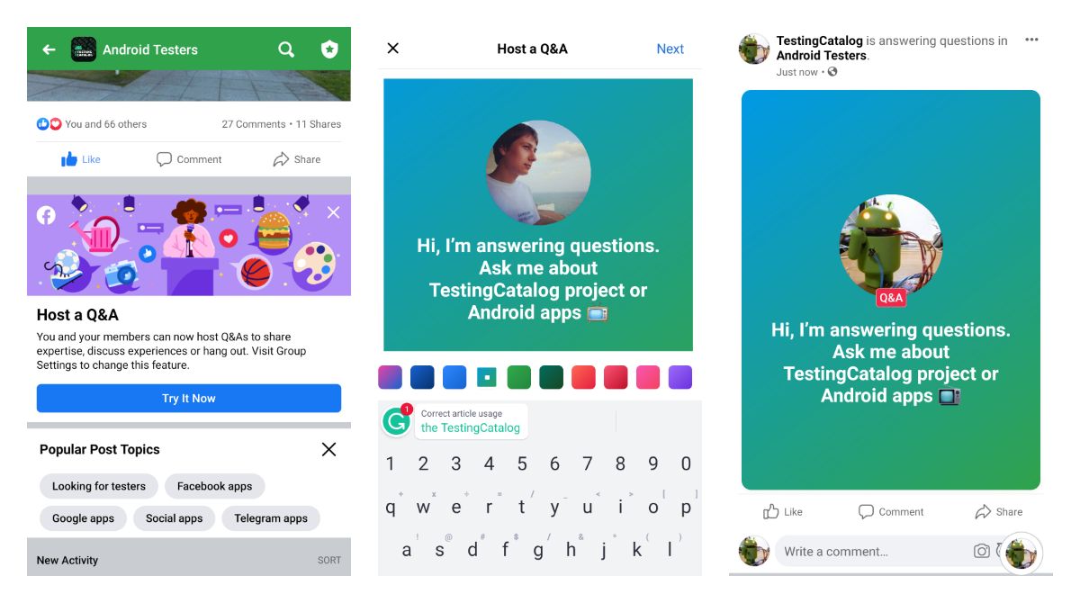 Facebook promotes starting Q&A sessions to group admins on Android