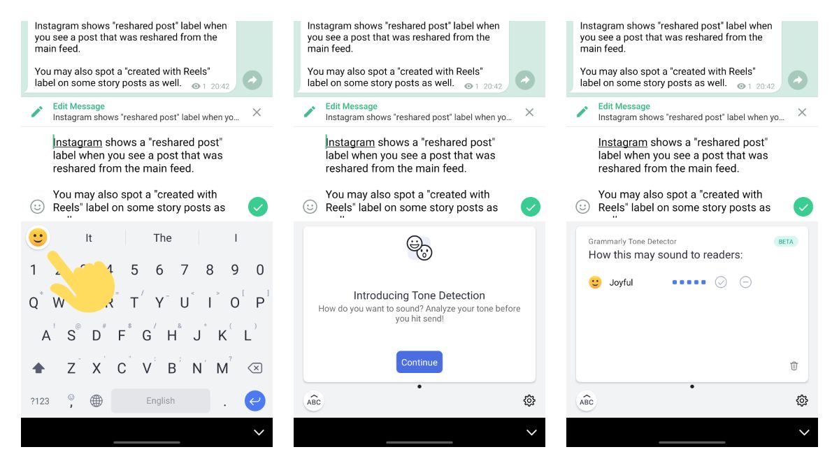 Grammarly for Android now supports text tone detection