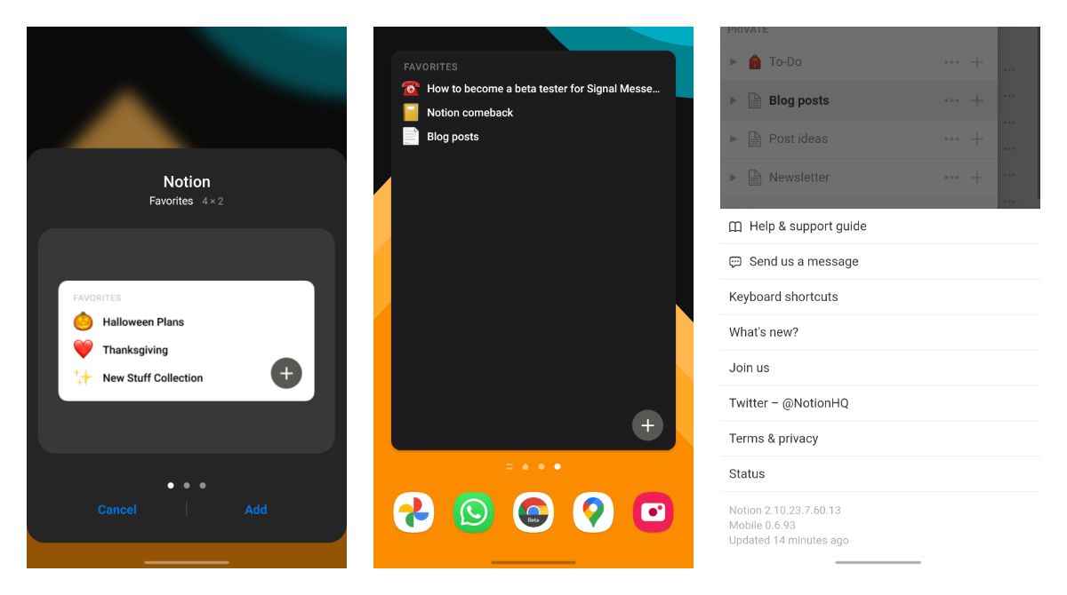 Notion got widgets support on Android to display your favourite notes