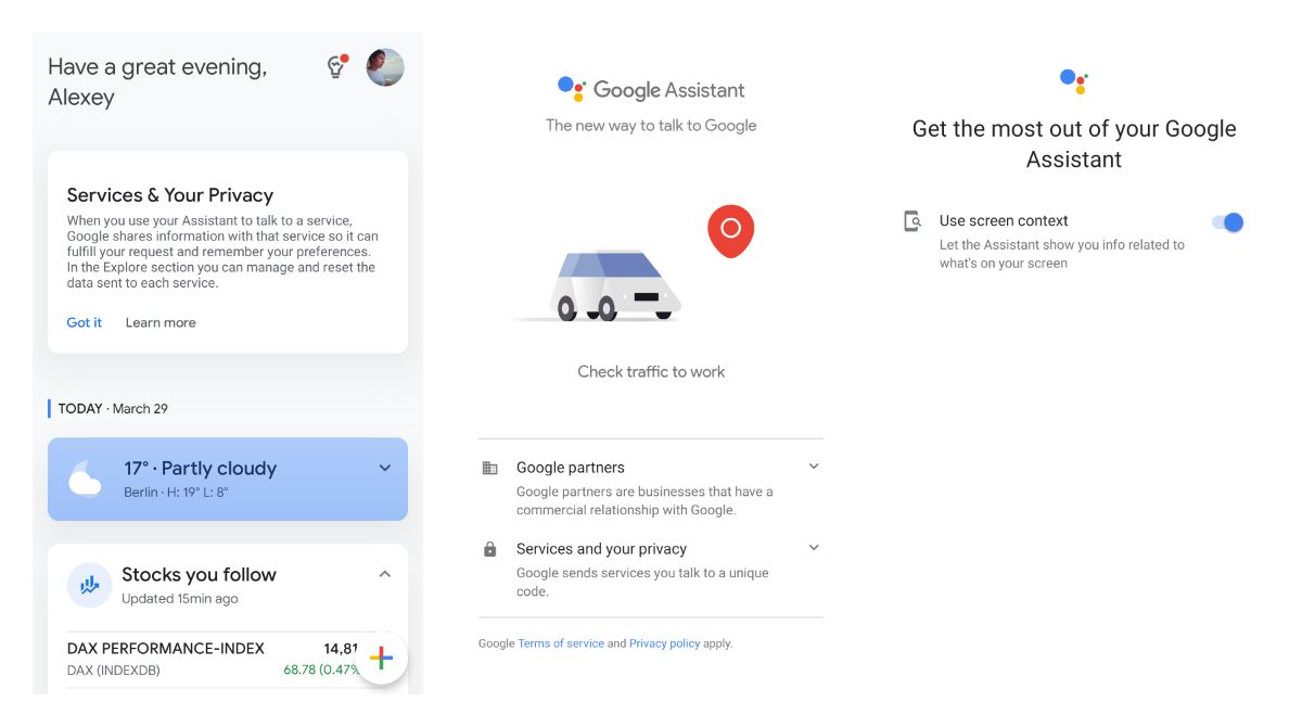 Google Assistant prompts users to unlock more assistant features from Google partners and screen context