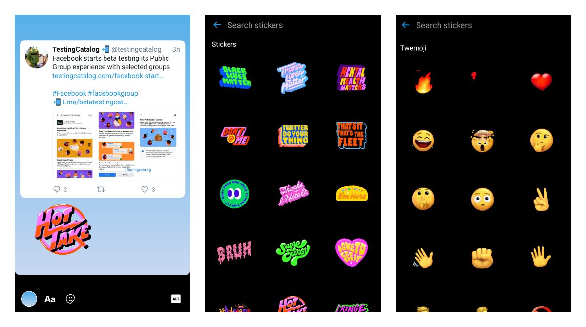Twitter added stickers and animojies support to Fleets