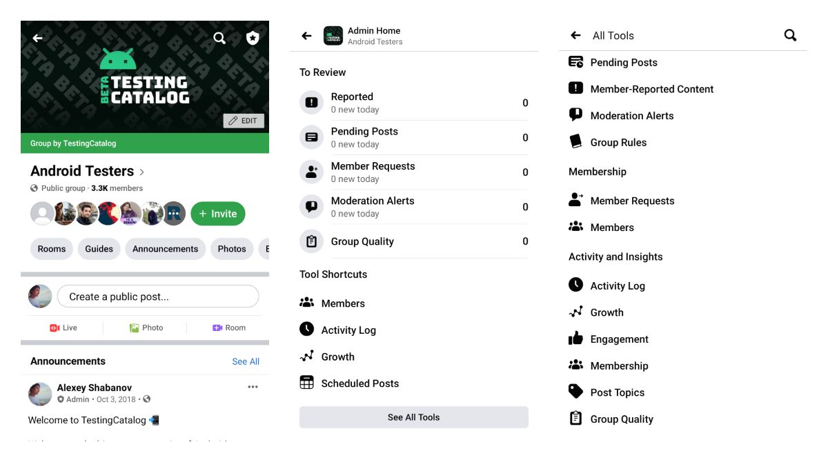 Facebook launched a new design for group admin panel on Android