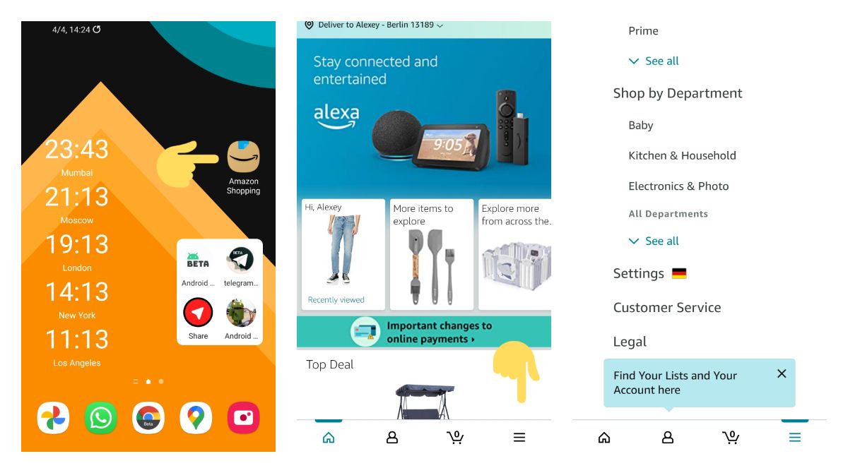 Amazon shopping app got a new bottom navigation bar that is rolling out to everyone