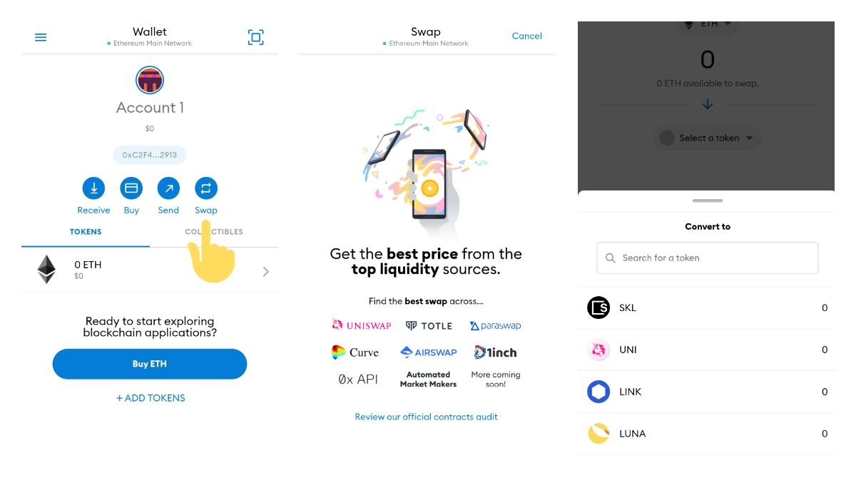 How to Swap your crypto assets directly on the Metamask wallet app