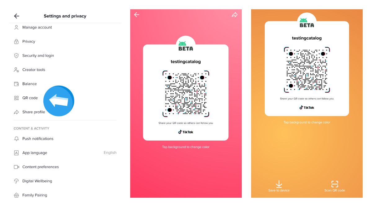 TikTok got customisable backgrounds for its profile QR codes