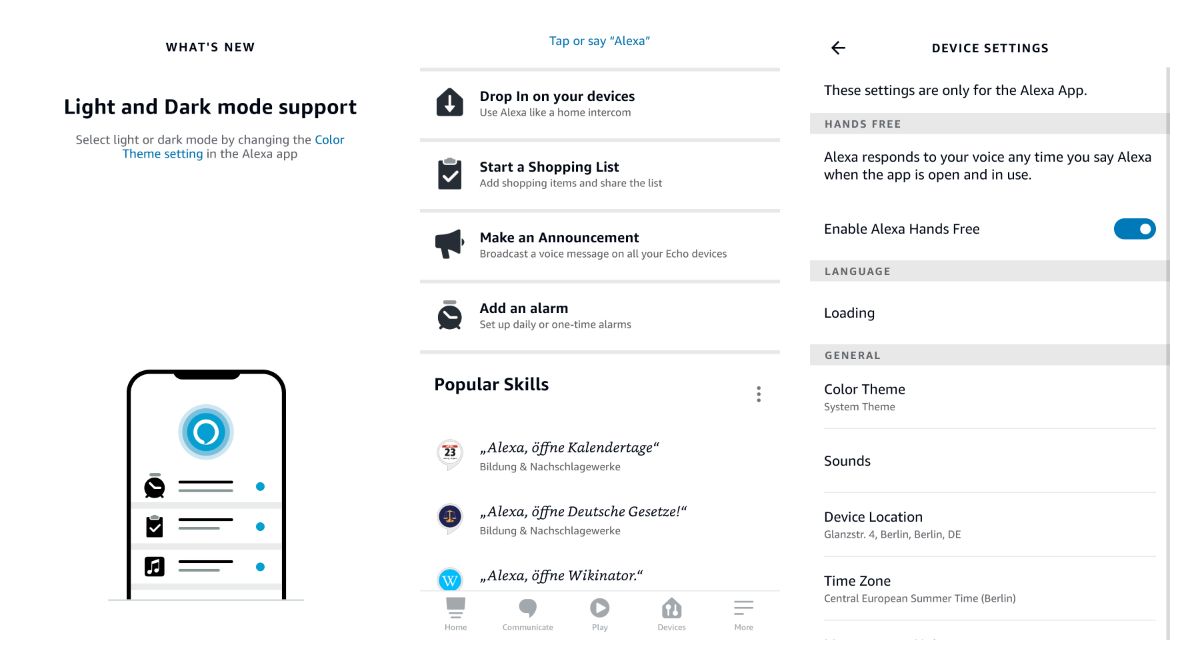 Amazon Alexa app got colour theme support along with a slight redesign