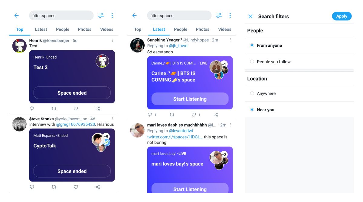 How to search for Spaces to listen on Twitter