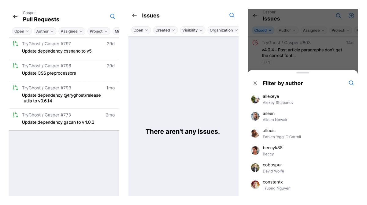 GitHub for Android makes it easier to filter issues, pull requests, and other content