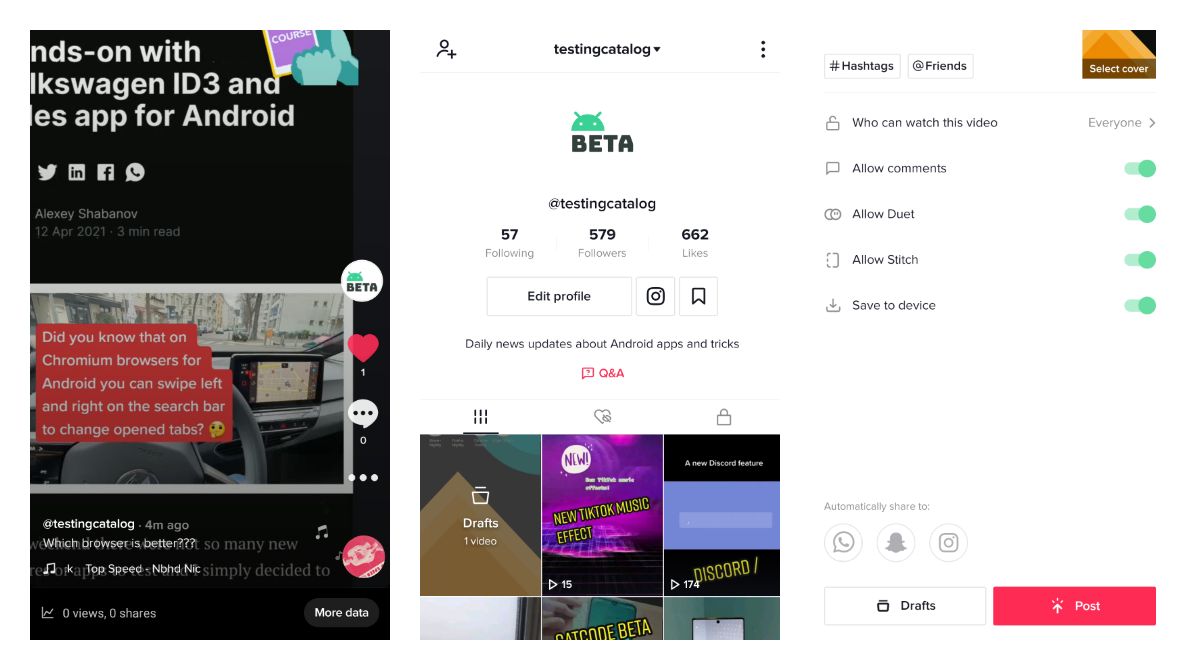ICYMI: TikTok can save draft videos and shows your viewing stats on the video itself