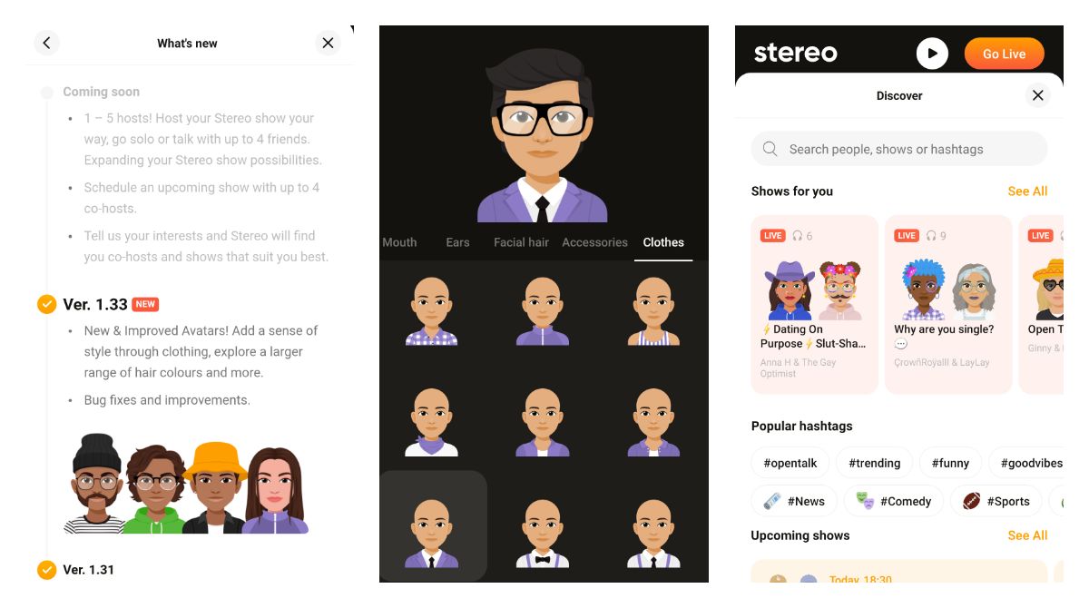 Stereo got new avatar styles along with the amazing "what's new" section