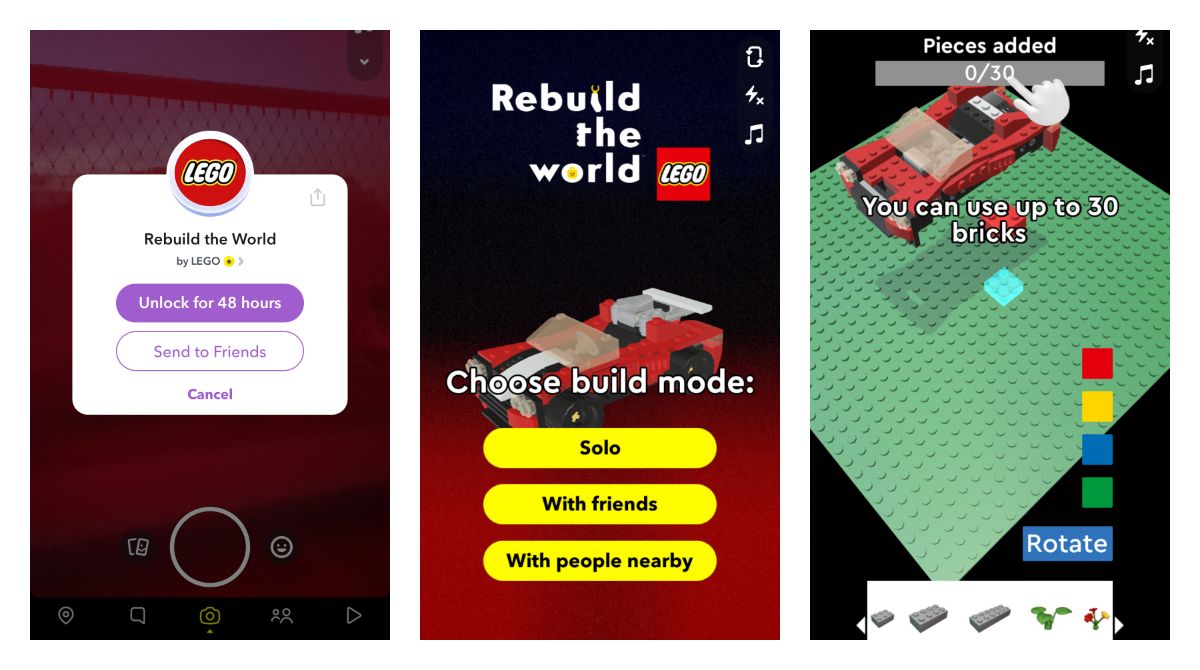 Snapchat got Connected Lenses available where you can build Lego with others