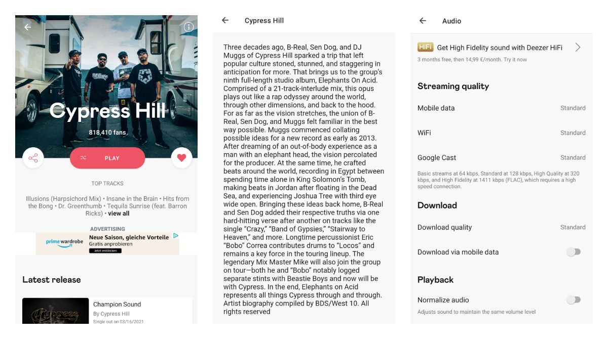 Deezer got a new Artist view along with updated audio settings and notifications
