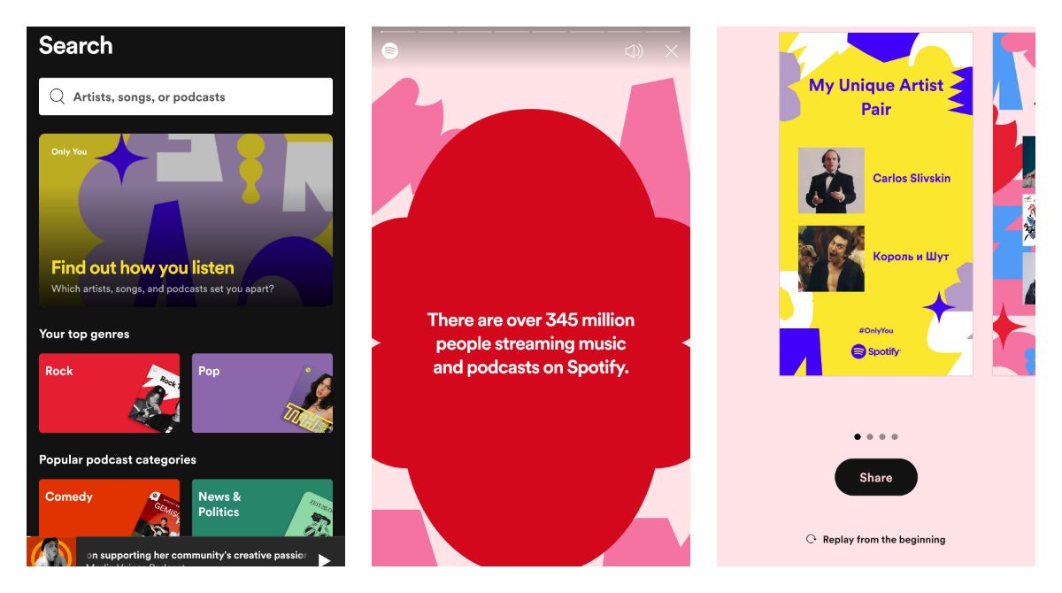 Spotify users can now share a unique story based on their listening history