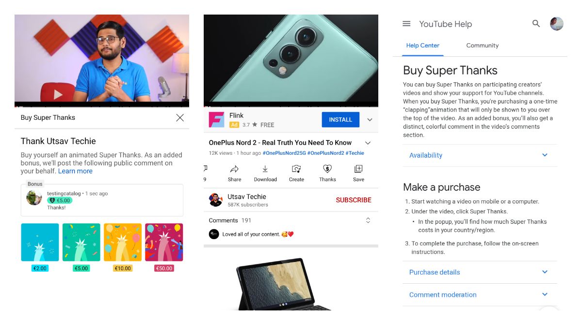 YouTube started enabling Super Thanks for more creators