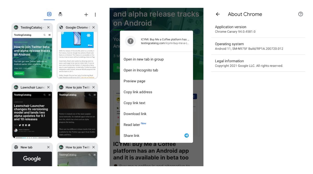 Chrome Canary 94 is testing a new layout for the tabs page