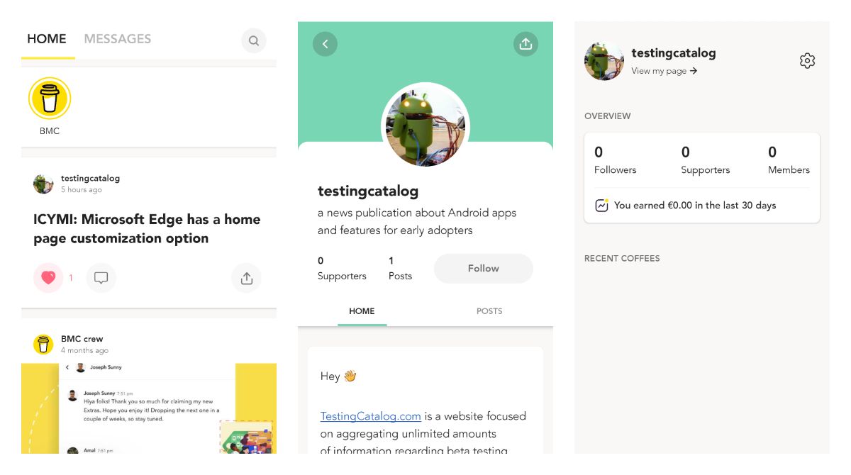 ICYMI: Buy Me a Coffee platform has an Android app and it is available in beta too