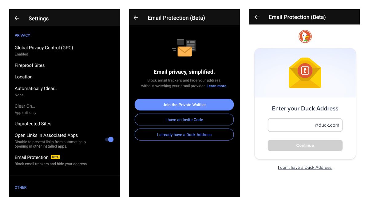 DuckDuckGo allows users to sign up for its Email Protection beta feature